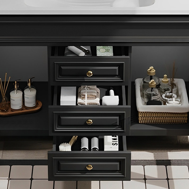 American retro style rest room bathroom cabinet, 31.49" H x 67.32" W x 19.68" D