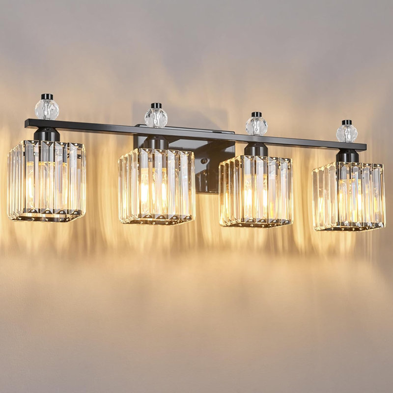 Luminaire de meuble-lavabo moderne en cristal avec abat-jour en cristal K9 et finition plaquée pour l'éclairage de salle de bain au-dessus d'un miroir