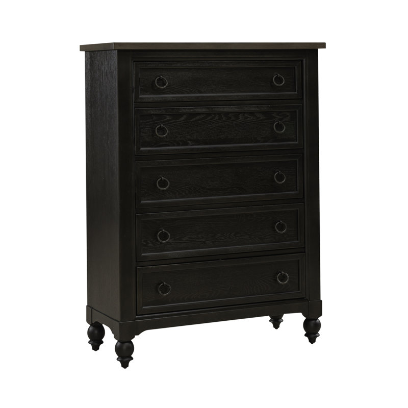 Commode 5 tiroirs Aisja, Noir