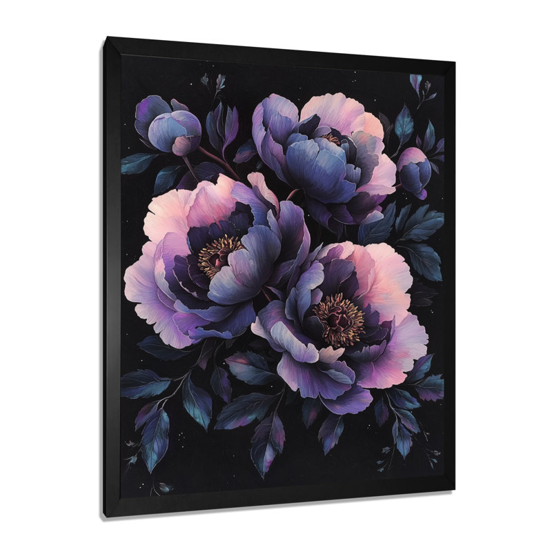 Emodi - décoration murale florale, H 40 po x l 30 po, Noir, noir, noir, noir, Picture Framed