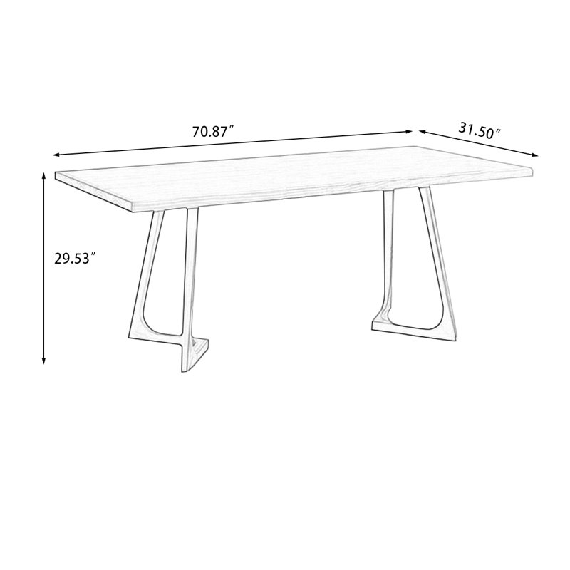 Brown Rectangular Solid Wood Dining Table, 29.53"H x 70.87"L x 31.5"W