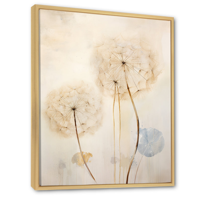 Dandelion Mute Tone IV sur toile, H 20 po x l 12 po x P 1 po, Cadre naturel flottant