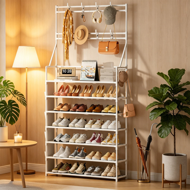 16 Pair Shoe Storage Cabinet, White