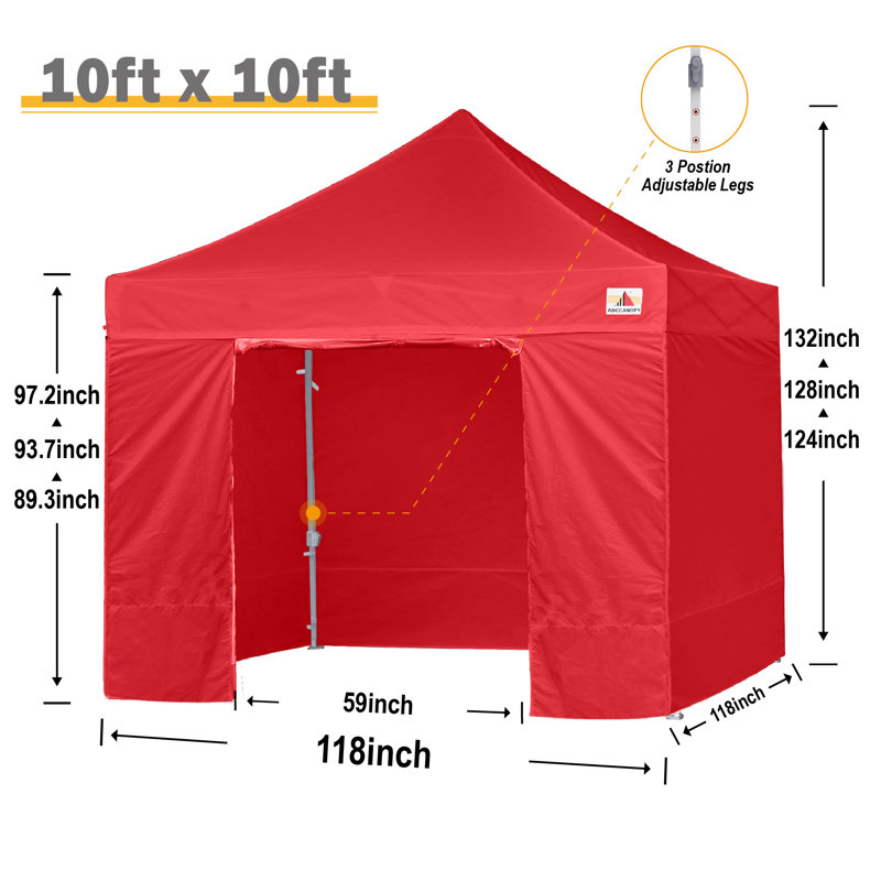Commercial 10 ft. W x 10 ft. D Instant Shade Pop-Up Canopy The Pop Up Canopies, Red, 10ft x 10ft