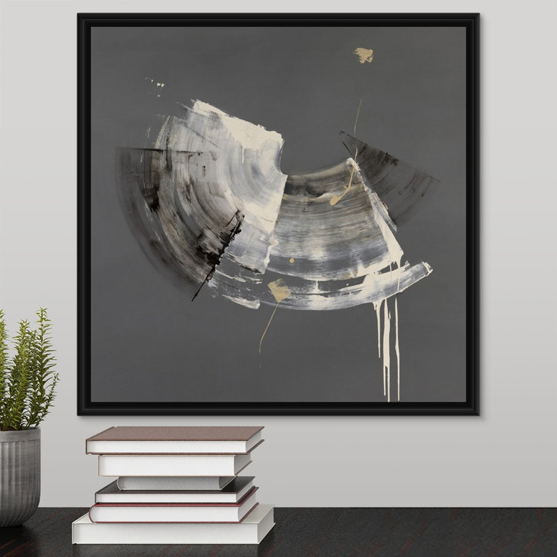 « glassine », peinture sur toile, H 17,7 po x l 17,7 po x P 1,75 po, Cadre flottant noir