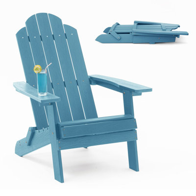 Adirondack pliable bleu - Chaise d'extérieur compacte pour pelouse et terrasse