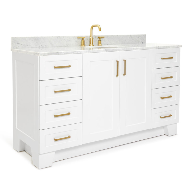 ARIEL TAYLOR 61 IN SINGLE RECTANGLE SINK VANITY, Oval, White