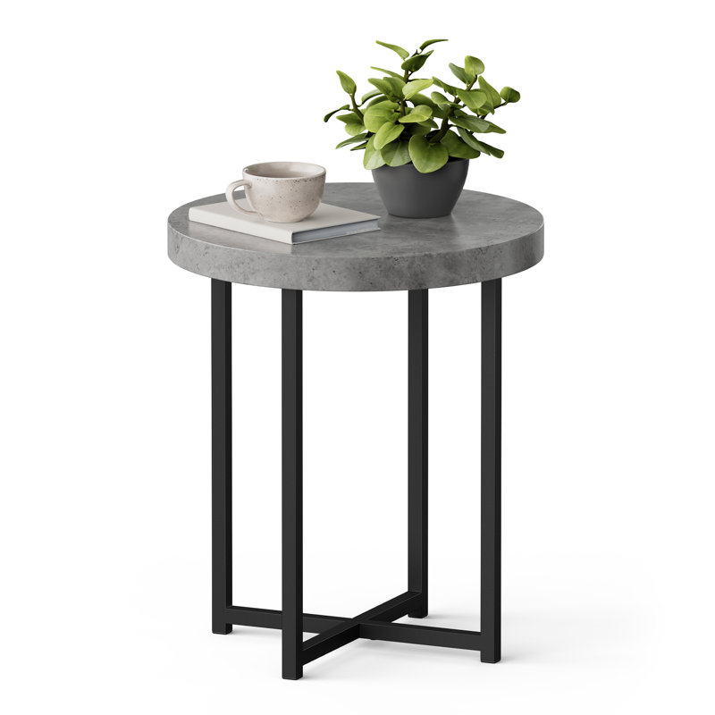 Grey Round Concrete Effect Side Table