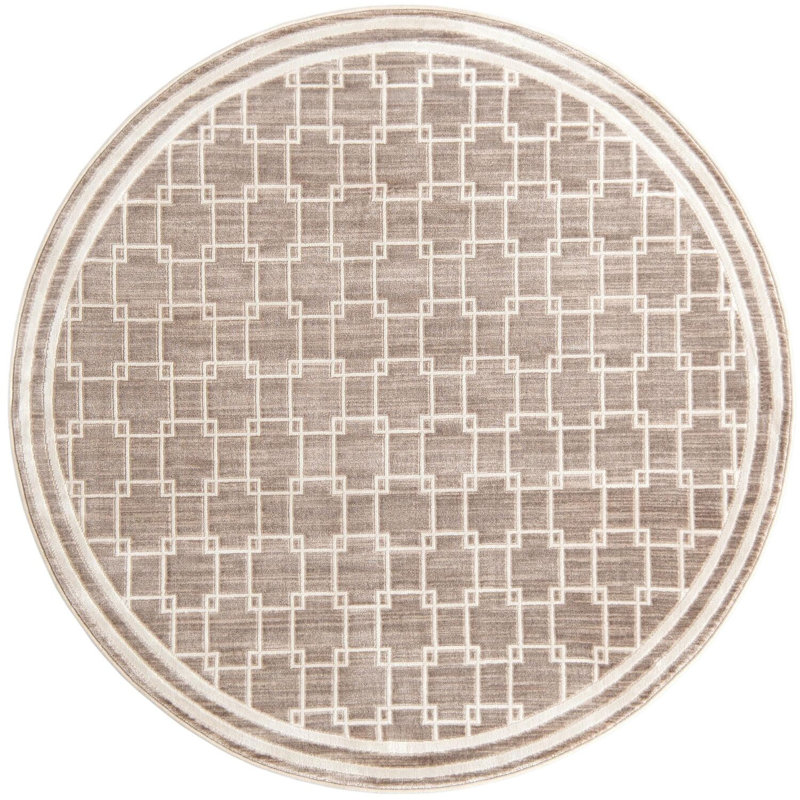 Tapis beige contemporain Ogorman, Rond 5 pi 1 po