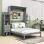 Full/Queen Murphy Bed with Drawers,Shelves and LED Lights-1079025139-1079025140