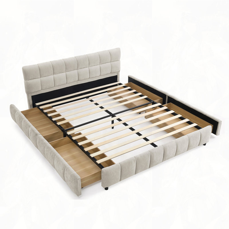 Grand lit tapissier, Beige