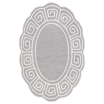 Tapis géométrique en laine / coton touffeté à la main Novelty Portleven