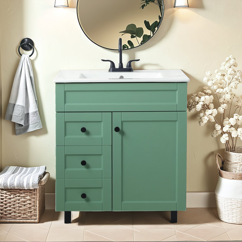 36"Modern Bathroom Vanity With Vessel Sink, Green