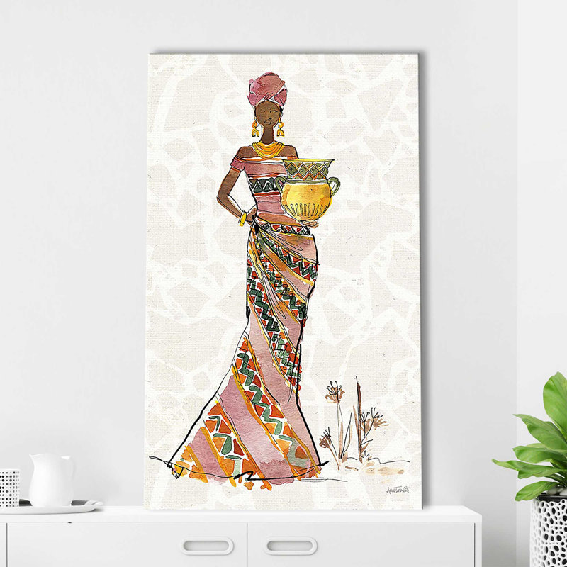 Flair africain X C par Anne Tavoletti - Peinture, Toile tendue, H 40 po x l 24 po x P 1,5 po