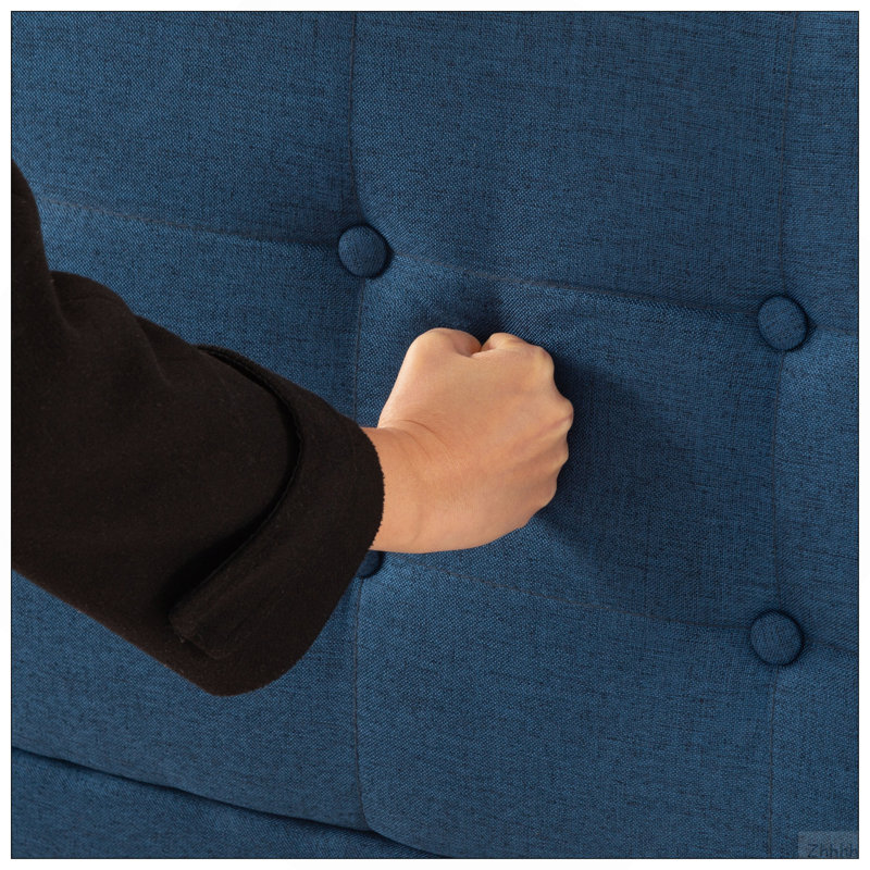 Grand lit plateforme tapissier, cadre de chambre à coucher facile à assembler, bleu foncé, Bleu très foncé