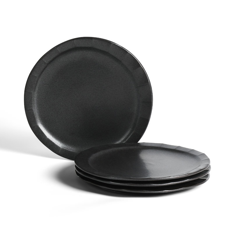 Stone Lain Oasis 4-Piece Dinner Plate Set Stoneware, Black