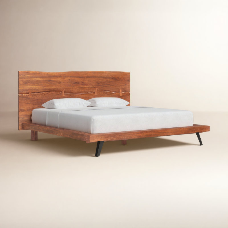 Madagascar Solid Wood Bed, Queen, Brown