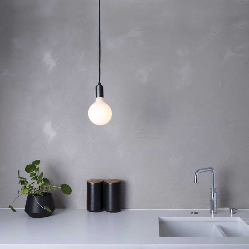 Porcelain III Mini Globe Pendant Light - 5" Black Glass