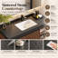 Ensemble de meuble-lavabo simple 48 po, 48 po, bois massif brun, plateau de table en pierre noire, 2 tiroirs-1004179062