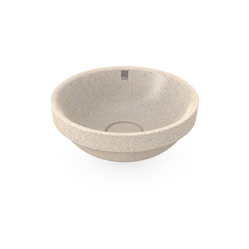 Woodio Soft40 15.748'' Wood Circular Bathroom Sink, Polar