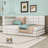 Two Drawers Upholstered Daybed with Charging Station, LED Lights and Storage Headboard-415063249