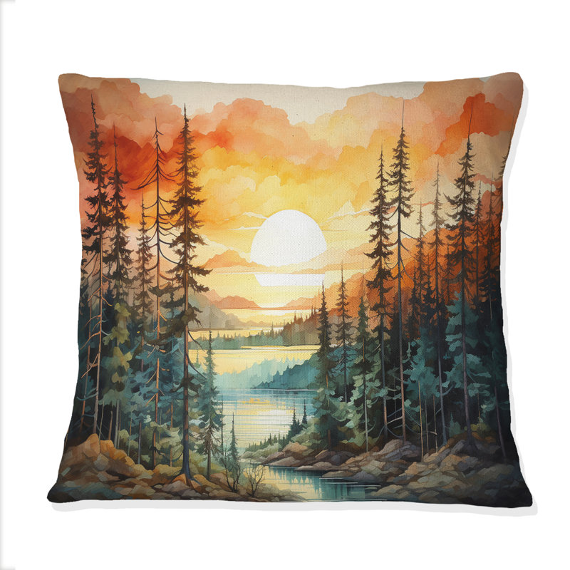 Coussin Pine Tree Sunset Glow II