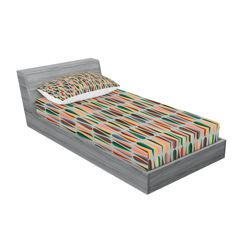 Multicolore drap-housse et coussin décoratif Ambesonne, Ensemble de draps-housses pour lit simple + 2 taie