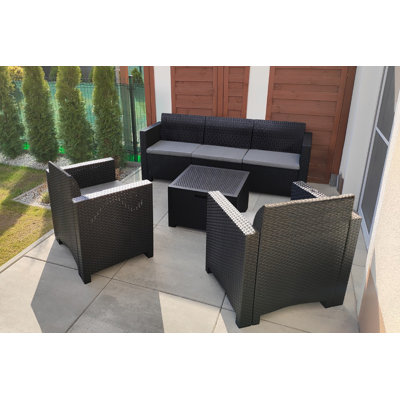 Lochlain 5 - Person Patio Dining Set with Square Table , Cushions Included