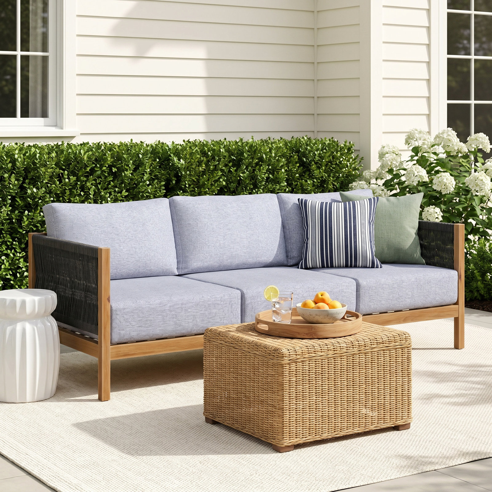 81" Eucalyptus Patio Sofa