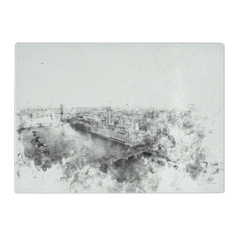 Tempered Glass London City Skyline Chopping Board, 28.5 cm x 39 cm