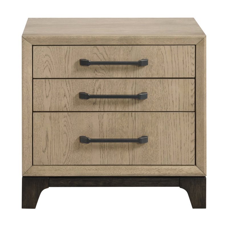 Brown 3-Drawer Nightstand With USB