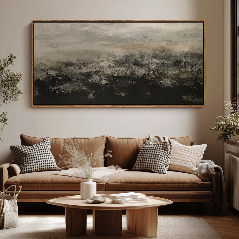 Très grand art mural rétro encadré pour art classique, H 30 po x l 60 po, Naturel
