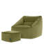 icon Natalia Velvet Adults Bean Bag Armchair and Pouffe, Ready Filled Large Beanbag and Footstool Forest Green-90562463