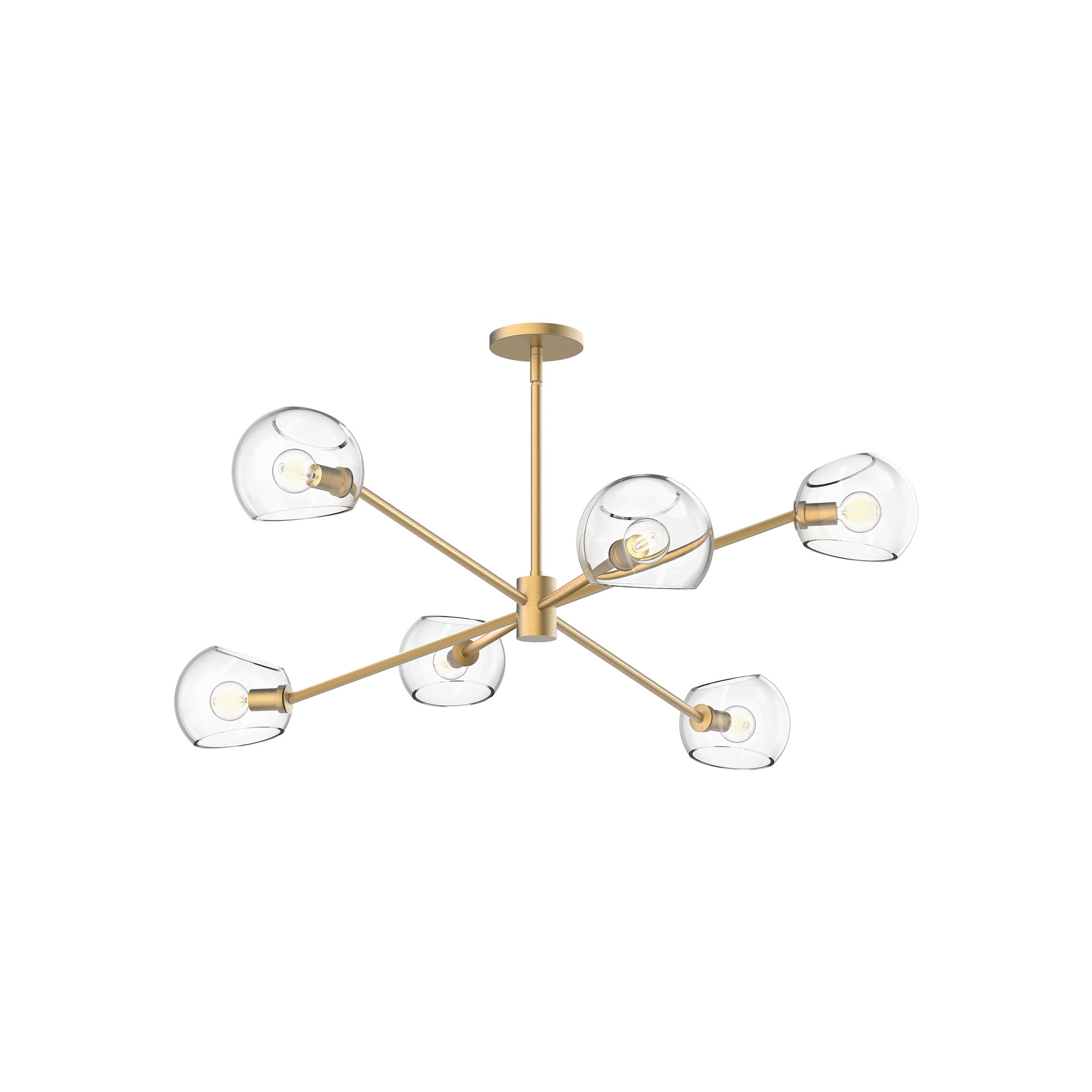 Willow 6 - Light Metal Sputnik Chandelier, Clear, Brushed Gold