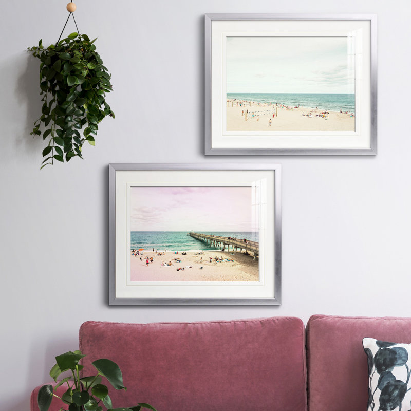 Reproduction de photo sur toile, Papier avec cadre argenté, Blanc mat