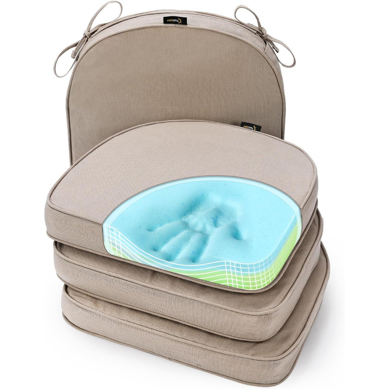 Memory Foam Chair Cushions, FadeShield Water-, Stain-Resistant Durable Reversible Seat Cushion