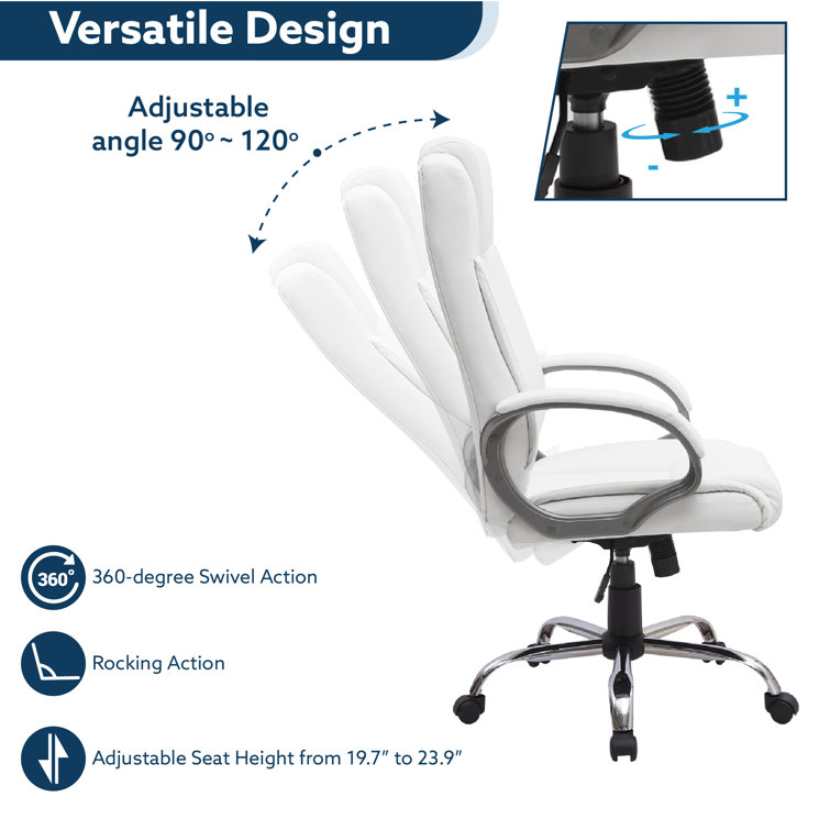 Hoswell Home Office Chair, Ergonomic High Back Cushion Lumbar Back Support, Computer Desk Chair, Adjustable Executive Leather Chair with Armrest 17 St