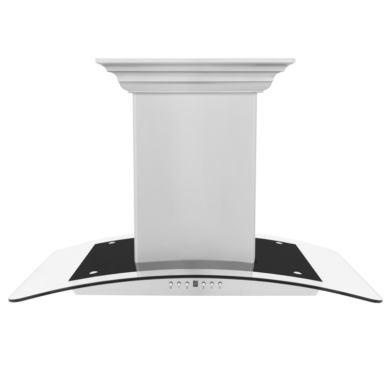 30" 400 CFM Ducted Island Range Hood in Silver with Nightlight