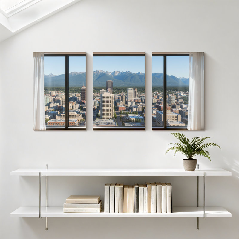 Ensemble de 3 impressions sur toile, paysages et paysages urbains, H 24 po x l 48 po