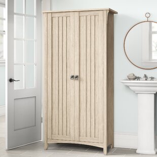Freestanding Bathroom Cabinet with Glass Door, MDF Board with Painted Finish - White