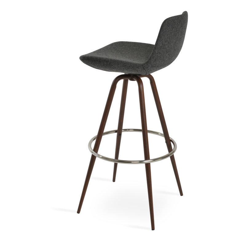 Tabouret pivotant Pera Max, Tabouret de bar (siège d'une hauteur de 29 po), Noyer, Gris foncé