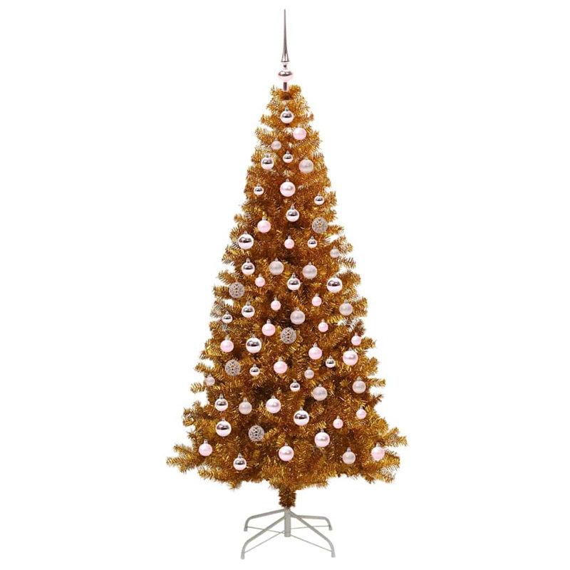 vidaXL Christmas Tree with 150 LEDs with Stand Gold PET, 5.91 ft