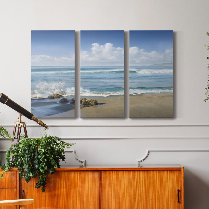 «Sweeping Blue» - Photographie sur toile tendue 3 pièces, H 48 po x l 96 po x P 1 po