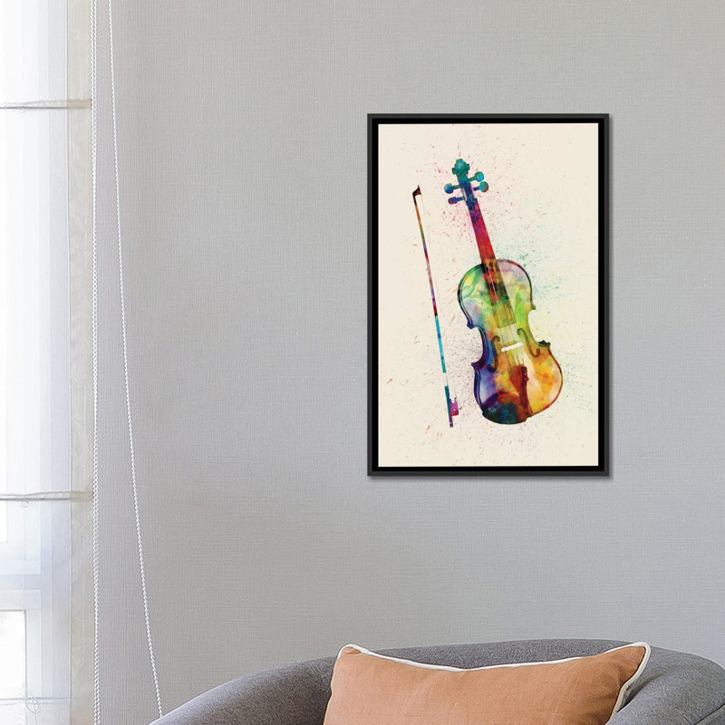 Musical Instruments Series: Violin, impression sur toile tendue, H 60 po x l 40po x P 1,5 po, Toile avec cadre noir