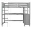 Lit mezzanine simple gris avec structure en bois massif, bureau et tablette pour tablettes-1078752898