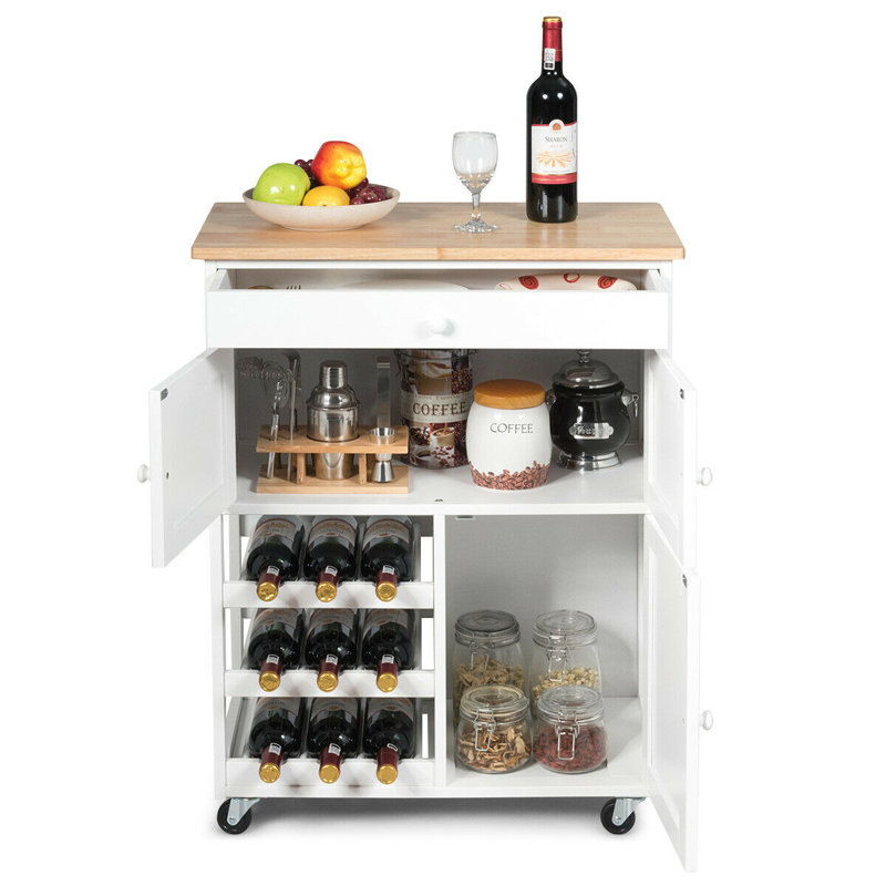 Yamna Wood Bar Cart, White