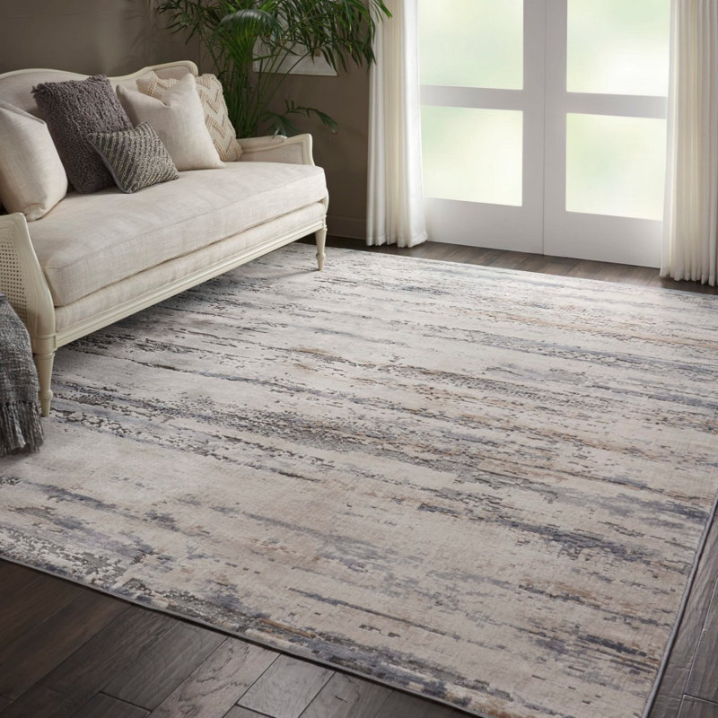 Beige Rug, 10Mm Thick Abstract Stain Resistant Rug, Luxurious Modern Rug For Bedroom, & Dining Room, Rectangle 120 x 180 cm