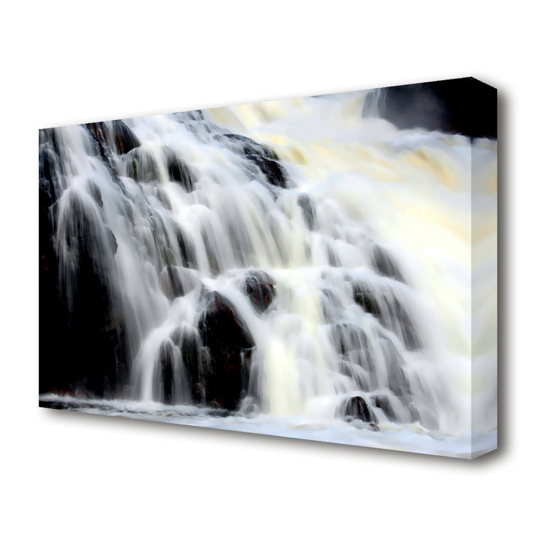 Gushing Waterfall Rocks - Print on Canvas