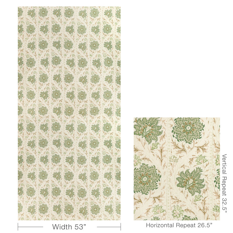 Calico Vine Fabric, Greenery