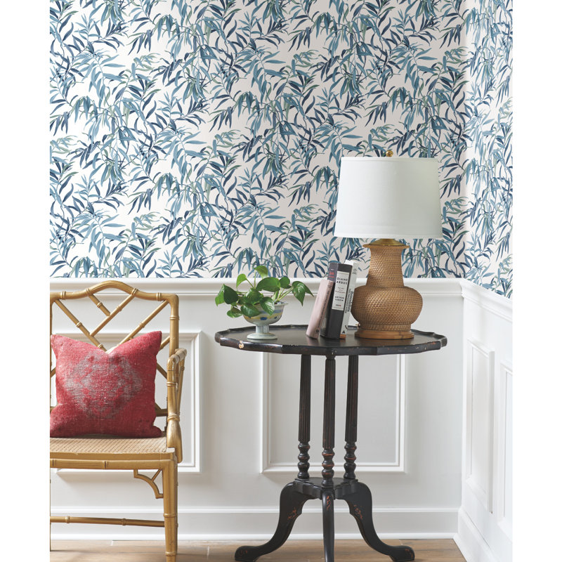 Papier peint floral Aike, Bleu